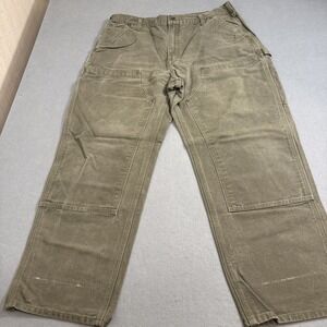PANTS DOUBLE KNEE Carhartt MENS 38X30 B136 MOS GREEN Carpenter Workwear